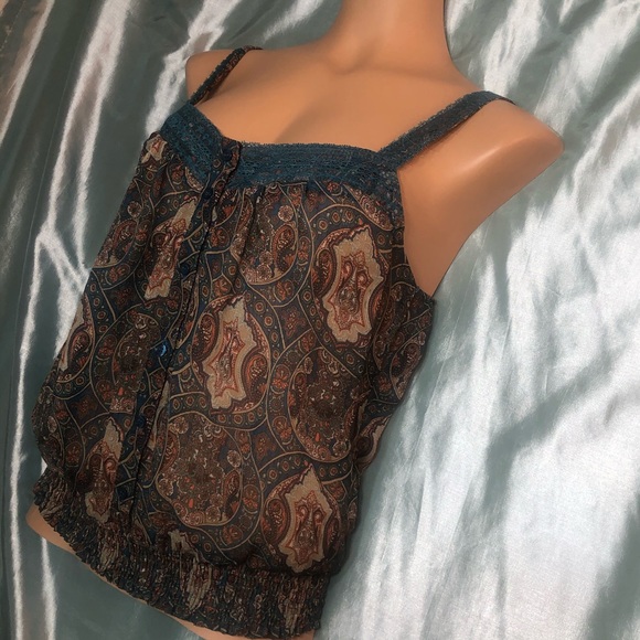 Semi sheer boho glam tank blouse, L - Picture 10 of 10